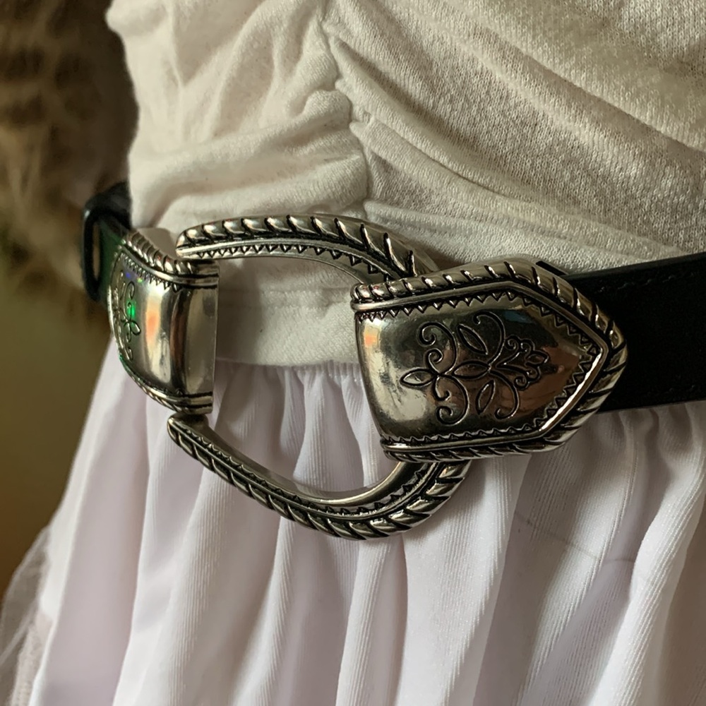 💋🔥Chicos Leather Western Style Cinch Belt EUC - Picture 3 of 14